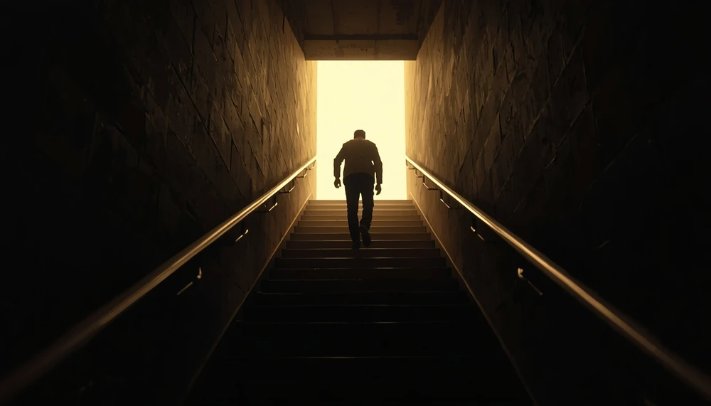 Person overcoming fear slowly step by step