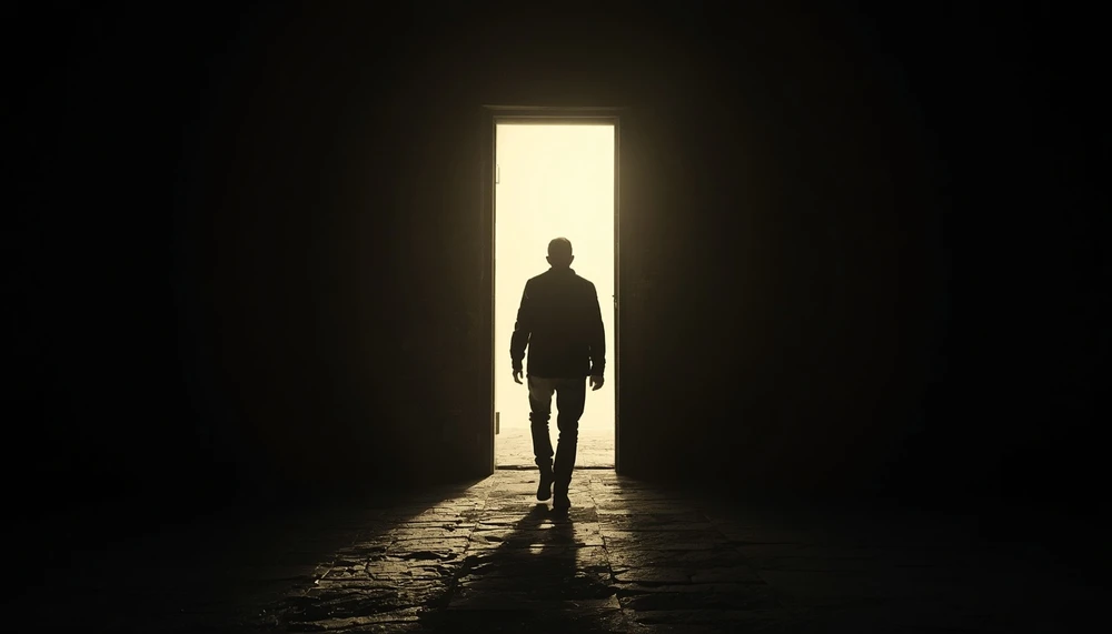 Person overcoming fear and moving toward peace