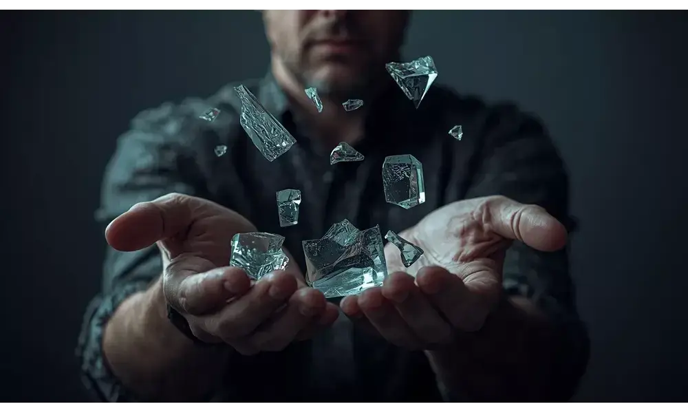A symbolic illustration of a man trying to hold things slipping out of his control