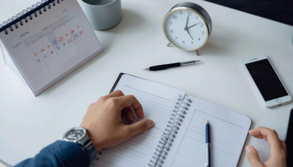 Person marking a deadline on a calendar to stop endless overthinking