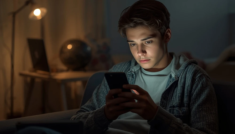 Person looking at phone while waiting for likes and comments on a social media post