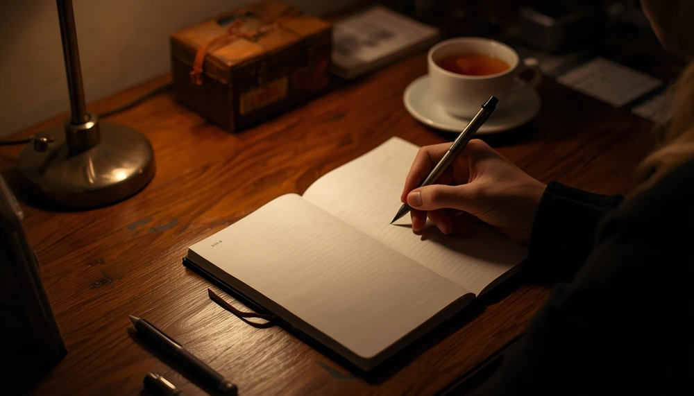 Person writing thoughts in a notebook to understand themselves better.